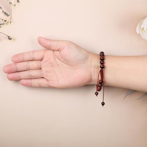 AD Beads Unisex 8mm Gemstone Bracelets Healing Macrame Adjustable 7-9 Inches || wear this healing natural gemstone bracelet help to erase your pain and fear || recover your energy||| - color: Red Tiger's Eye