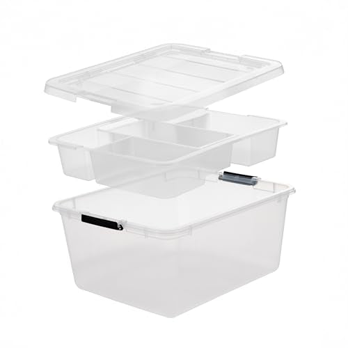 IRIS USA 6-Pack Clip Box with Latching Lids, 18 Quart Craft Storage Bins, Art & Writing Supply Containers for Home, Office & Classroom Organization - size: 18 Qt, style: 6 Pack