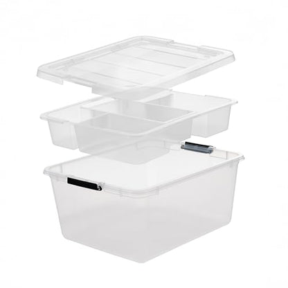 IRIS USA 6-Pack Clip Box with Latching Lids, 18 Quart Craft Storage Bins, Art & Writing Supply Containers for Home, Office & Classroom Organization - size: 18 Qt, style: 6 Pack
