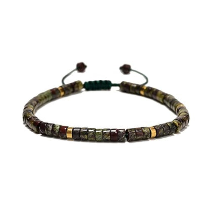 Mixed Gemstone Adjustable Braided Beaded Bracelet for Women, 2x4mm Heishi Disc Natural Healing Stone Summer Beach Jewelry, Yoga Gift for Her - color: Dragon Blood Jasper