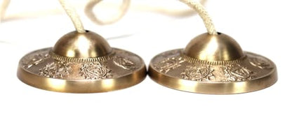Tibetan Manjeera Tingsha Meditation Bell, Chime Bells, Cymbals, Buddhist Meditation, Yoga Bell Chimes small, auspicious symbol (Manjeera-06) - size: Manjeera-06