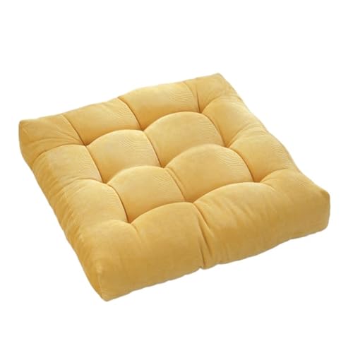 Thick Floor Seating, Floor Square Tufted Meditation Cushion Cotton Linen Multicolor Multiple Sizes for Adults(Yellow,53x53cm) - color: Yellow, size: 53x53cm