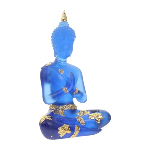 NUOBESTY Transparent Resin Buddha Statue Zen Style Decorative Figurine for Home and Garden Meditation Antique-Inspired Peaceful Sitting Sculpture Fade-Resistant Craft for Indoor Outdoor