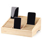 30-Grid Wooden Cell Phone Holder Desktop Organizer Storage Box for Classroom Office (30-Grid) - size: Natural 30-Grid