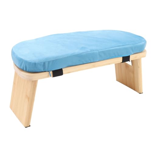 Wooden Meditation Bench, Ergonomic Detachable Meditation Kneeling Stool, Soft Cushion and Carry Bag Stool with Wood Cotton, Ideal for Yoga & Home Practice (Blue) - color: Blue