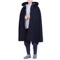 Unisex Meditation Hooded Cloak Winter Oversized Coat Double Layer Plush Poncho Cape One Size Length 100cm - color: Blue