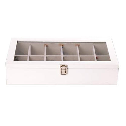Elegant Multi-Functional Solid Wood Storage Box with 12 Compartments & Glass Lid - Ideal Organizer for Home, Office, Crafts & Toys - Stylish Decluttering & Storage Solution