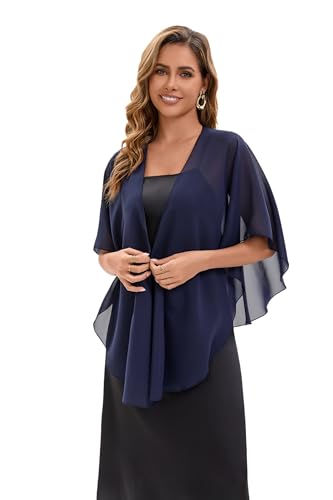 Baoqiya Chiffon Shawl Evening Scarf Shawls and Wraps for Women Wedding Party Bridal Scarves Cover Ups - color: Navy
