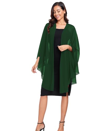 TONGFANTFL Shawls Wraps for Evening Wedding Party Chiffon Scarf Soft Bridal Wraps Wedding Guest Shawl Coverage - color: Dark Green