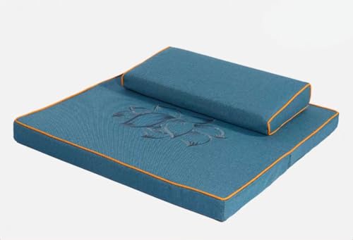 Large and Meditation Cushion,Square Handcrafted Meditation Mat,Portable Foldable Floor Cushion Outdoor Coconut Fibre Linen Yoga Cushion(Size:24x24inch,Color:Blue) - color: Blue, size: 24x24inch