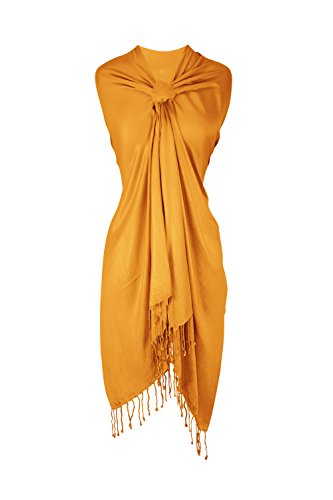 Peach Couture Women’s Pashmina Shawl Wrap – Warm Long Large Scarf for Evening Dress, Bridesmaid, Wedding & Bridal Wear - color: Gold