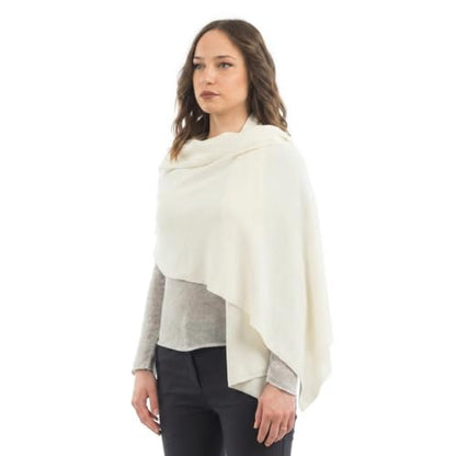 Dalle Piane Cashmere Womens Wool Cashmere Blend Stole Soft Italian Shawl Wrap for Wedding Evening Gift Made in Italy - color: White