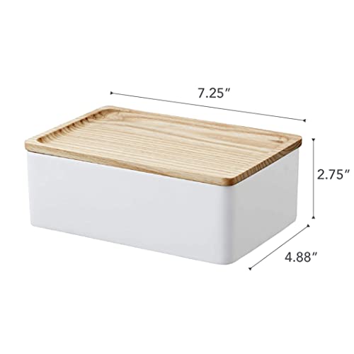 YAMAZAKI Home Rin Accessory Box With Wooden Lid For Jewelry, Watches, Or Sunglasses - Polystone - color: Ash