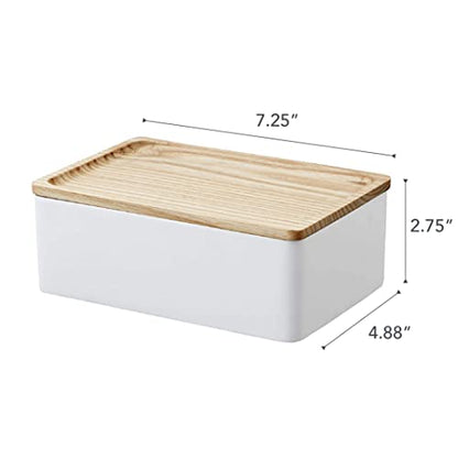 YAMAZAKI Home Rin Accessory Box With Wooden Lid For Jewelry, Watches, Or Sunglasses - Polystone - color: Ash
