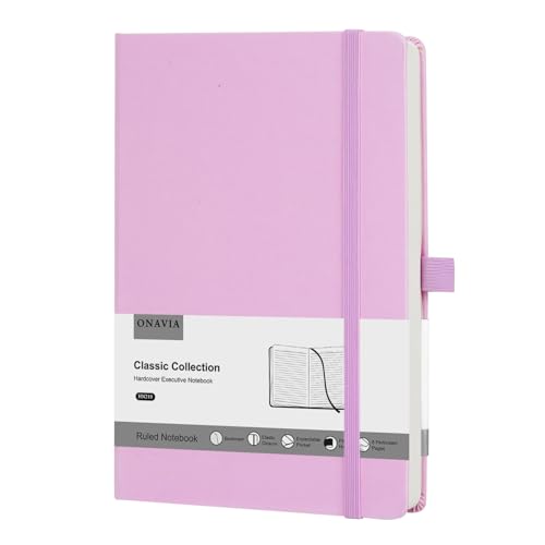 ONAVIA Lined Journal Notebooks for Work, Travel, College, A5 Size 100 GSM Thick Paper, Classic Ruled Journaling Notebook, Hardcover Notepad for Writing 160 Pages, 5.5 x 8.3 inch, Pink - color: Pink, style: 1 Pack