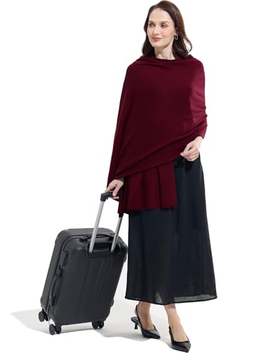 Soft Cashmere Blend Wrap Chic Scarf Stole for Women Wayfarer Travel Extra Large 87"x28" - color: Wine Red