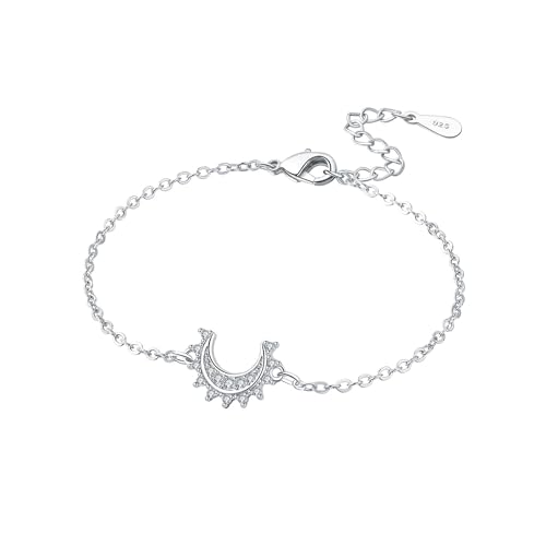 925 Sterling Silver Bracelet for Women,Silver Bracelet Chain Presents for Sister Daughter and Friend, Women's Jewelry for the Daily Occasion - color: Silvery | Moon