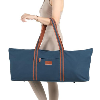 with Multi-Functional Storage Pockets Full-Zip Extra Large Yoga Mat Tote Bag Sports Gym Pilates Bag - color: Blue