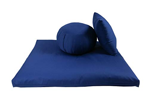 Kapok Zafu, Zabuton and Support Meditation Cushion Set (3pc) - color: Royal Blue