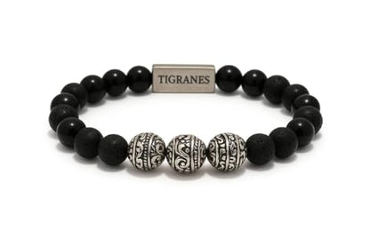 Tigranes Premium Natural Stone Bracelet Collection – Handmade Gemstone Jewelry in Luxury Branded Gift Box - style: Onyx & Lava
