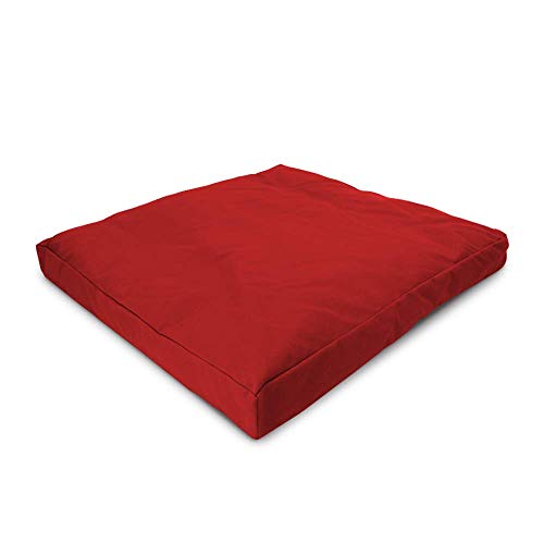 Zabuton Meditation Cushion for Workout - Supportive Yoga Floor Seat Cushion for Comfort & Posture Support - Natural Washable Cotton Fill kneeling Pad - Made in USA - Standard 24x24x2, Red - color: Red, size: Standard 24x24x2