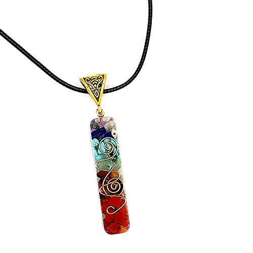COLORFUL BLING Healing Crystals Gemstone Chakra Om Symbol Pendant Necklace Lava Rock Bracelet Set Prosperity Reiki Wealth Money Fortune Positive Energy Quartz Yoga Meditation Jewelry for Women Men - style: B