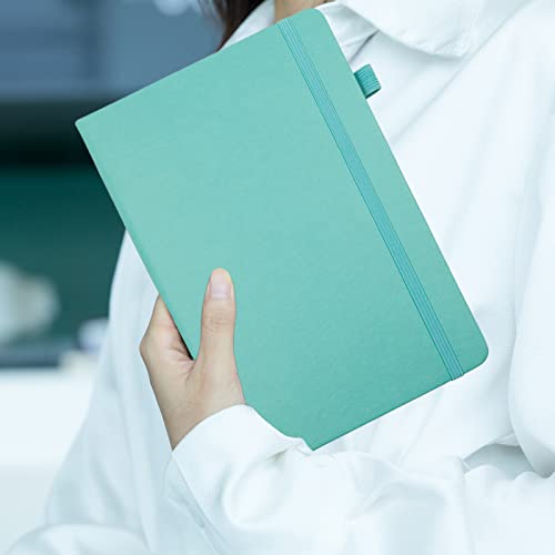 Lined Journal Notebooks with Pen Loop, Hardcover Notebook Journal for Work, 100Gsm Premium Thick Paper with Inner Pocket, Medium 5.7"x8.4", （Cyan, Ruled） - color: Cyan