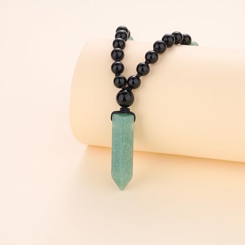COAI Handmade 108 Beads Mala Necklace for Women, Green Aventurine/Amethyst Onyx 7 Chakra Necklace for Women - style: Onyx & Green Aventurine