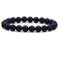 Keleny Gem Semi Precious Gemstones 8mm Natural Quartzite Stone Round Beads Crystal Stretch Bracelet 7 Inch Unisex - color: Black,Purple