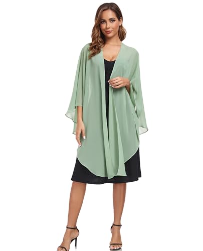 TONGFANTFL Shawls Wraps for Evening Wedding Party Chiffon Scarf Soft Bridal Wraps Wedding Guest Shawl Coverage - color: Dusty Sage