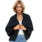 WaJuemy Shrug Sweater Shawl Wraps for Women Soft Cashmere Ponchos Sweater Cardigan Casual Open Front Top Cape Shawls - color: 01 Black