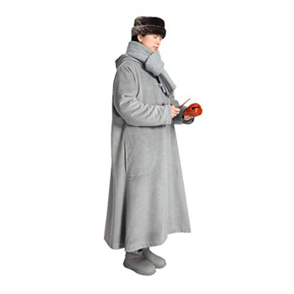 Unisex Men Women Windbreaker Meditation Cloak Overcoat - color: Gray, size: 135cm
