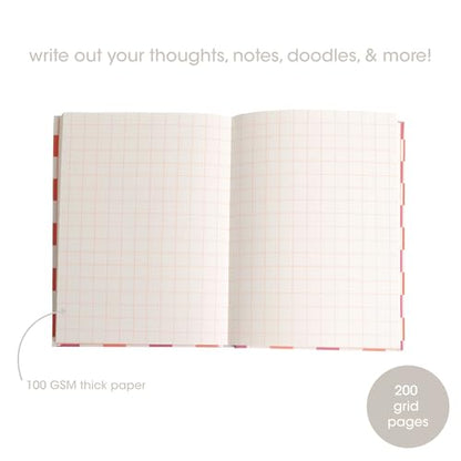 Pearhead Pink & Orange Star Cutout Hardcover Graph Notebook, 6.25x8.25 Grid Journal for Bullet Journaling, Planning & School Notes, 200 Pages - color: Orange Cut-Out Checkered Graph Journal