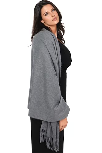 Ocomfly 100% Pashmina Scarf for Women - Premium Womens Scarves - Gift Boxed - Shawls or Wraps - Ultra Soft and Warm - color: Heather Charcoal