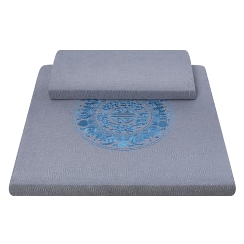Square Meditation Cushion Mat Set with Washable Cotton Linen Cover, Larger Thick Yoga Mat Bolster Floor Pillows Seating for Adults Upgraded Meditation Accessories grey-60 * 5cm - color: Gray, size: 60*5cm