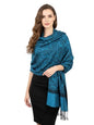 PASKMLNA Paisley Jacquard Pashmina Shawl Wrap Scarf Stole - color: Cyan Blue