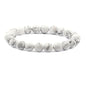 Amandastone Natural Gemstone 8mm Round Beads Stretch Bracelet 7 Inch - color: White Howlite