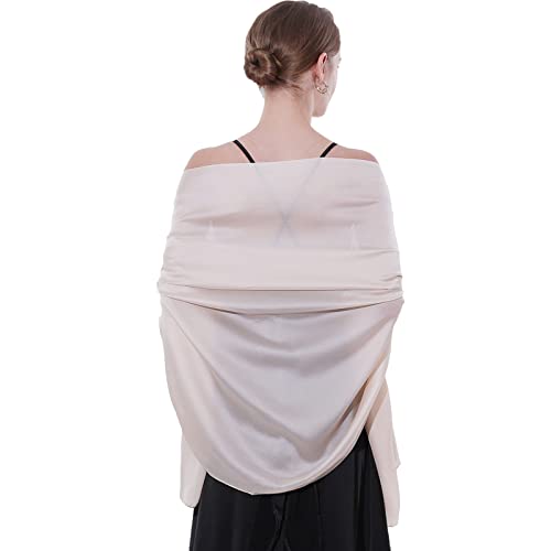 Womens Scarf Pashmina Shawls and Wraps for Evening Dresses Like Chiffon Silk Scarf for Bridal Weddings - color: Beige