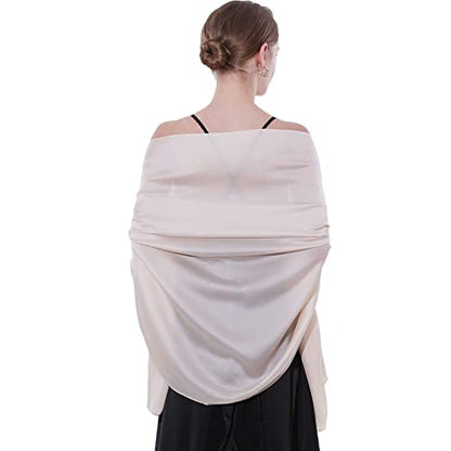 Womens Scarf Pashmina Shawls and Wraps for Evening Dresses Like Chiffon Silk Scarf for Bridal Weddings - color: Beige