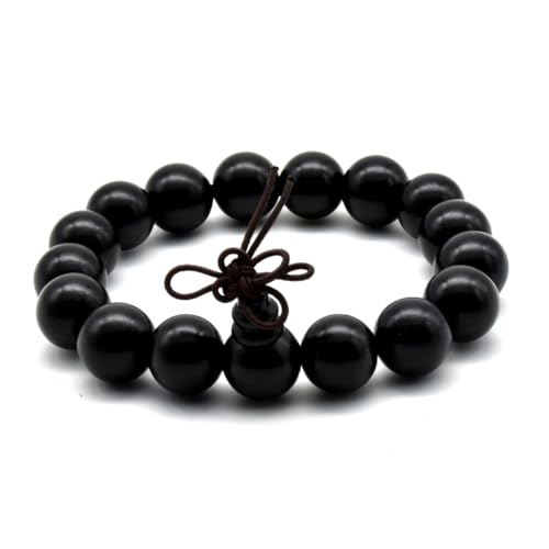 Zen Dear Unisex Natural Ebony Wood Buddhist Prayer Bead Necklace Bracelet Tibetan Prayer Mala Beaded Black - style: 12mm 17beads