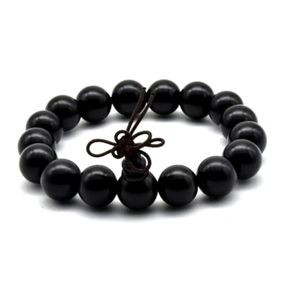 Zen Dear Unisex Natural Ebony Wood Buddhist Prayer Bead Necklace Bracelet Tibetan Prayer Mala Beaded Black - style: 12mm 17beads