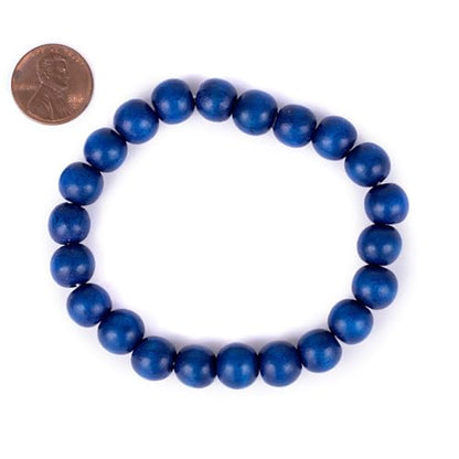 Wood Bead Bracelet - color: Azul Blue, size: Large Beads