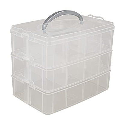 Rayher storage box with carrying handle storage box with 17 compartments 23.1 x 15.6 x 18.5cm transparent
