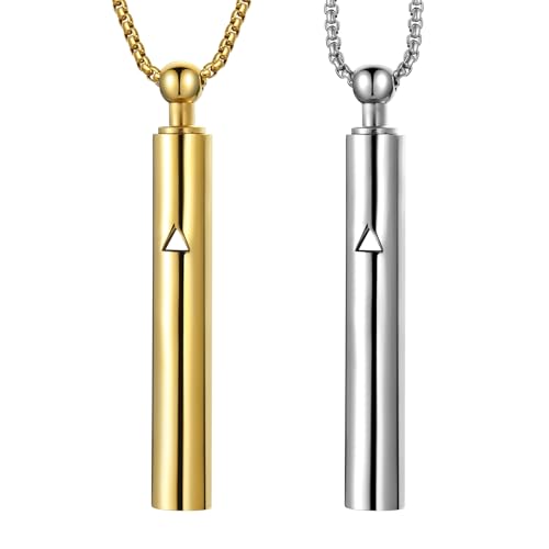 Anxiety Breathe Easy Necklace Mindfulness Breathing Necklace Breathlace Stainless Steel Pendant for Natural Calm & Stress Relief - color: Steel+ Gold T