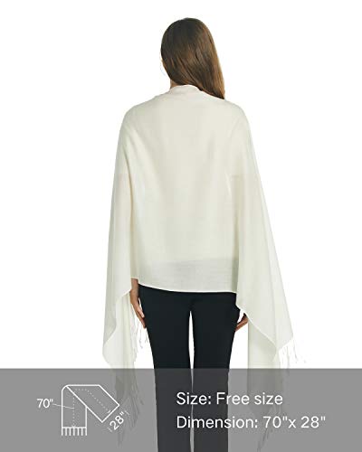 EURKEA Women's Scarf Pashmina Silky Soft Shawls Wraps Stole for Evening, Wedding and Gift - color: Cream