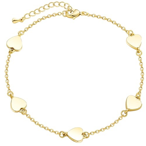 3mm Diamond Classic Tennis Bracelet for Women Dainty, Gold Jesus Cross Bracelets Trendy, 14K Gold Plated Heart/Evil Eye/Pearl/Starfish & Seashell Charm Bracelets for Women Bulk - style: 5 Heart-Gold