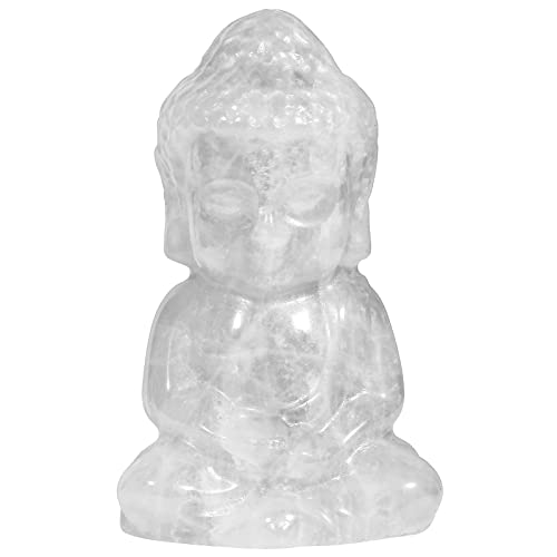 Rockcloud Pocket Stone Baby Buddha Crystal Statue for Home Decoration Zen Garden Spiritual Feng Shui Figurine, Rock Quartz - color: White
