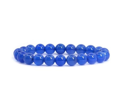 Adabele 1pc Natural Stretch Gemstone Bracelet 8mm (0.31") Bead 7" to 8.5 inch Healing Crystal Energy Quartz Chakra Jewelry Women Unisex Birthday Gift - color: Blue Agate, size: 7 inch