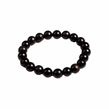 COLORFUL BLING Handmade Wooden Prayer Beaded Bracelet for Men Women Tibetan Buddhist Meditation Mala Beaded Stretch Bracelet Bangle Wood Jewelry - color: black