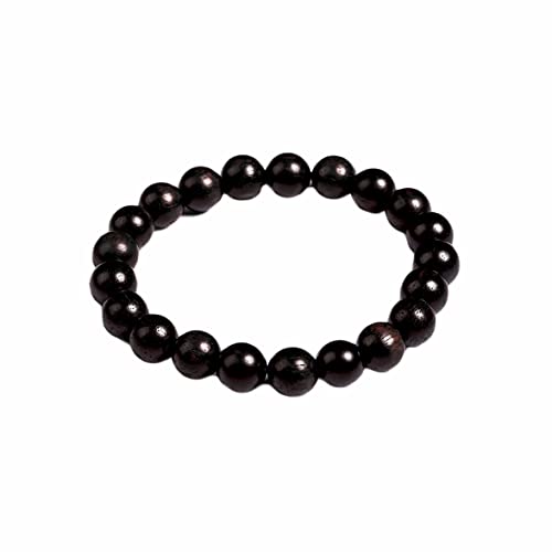 COLORFUL BLING Handmade Wooden Prayer Beaded Bracelet for Men Women Tibetan Buddhist Meditation Mala Beaded Stretch Bracelet Bangle Wood Jewelry - color: black